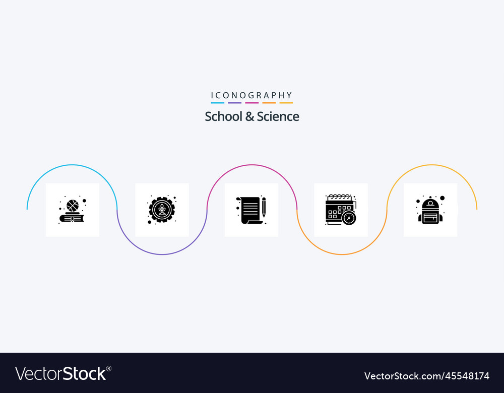 School and science glyph 5 icon pack including