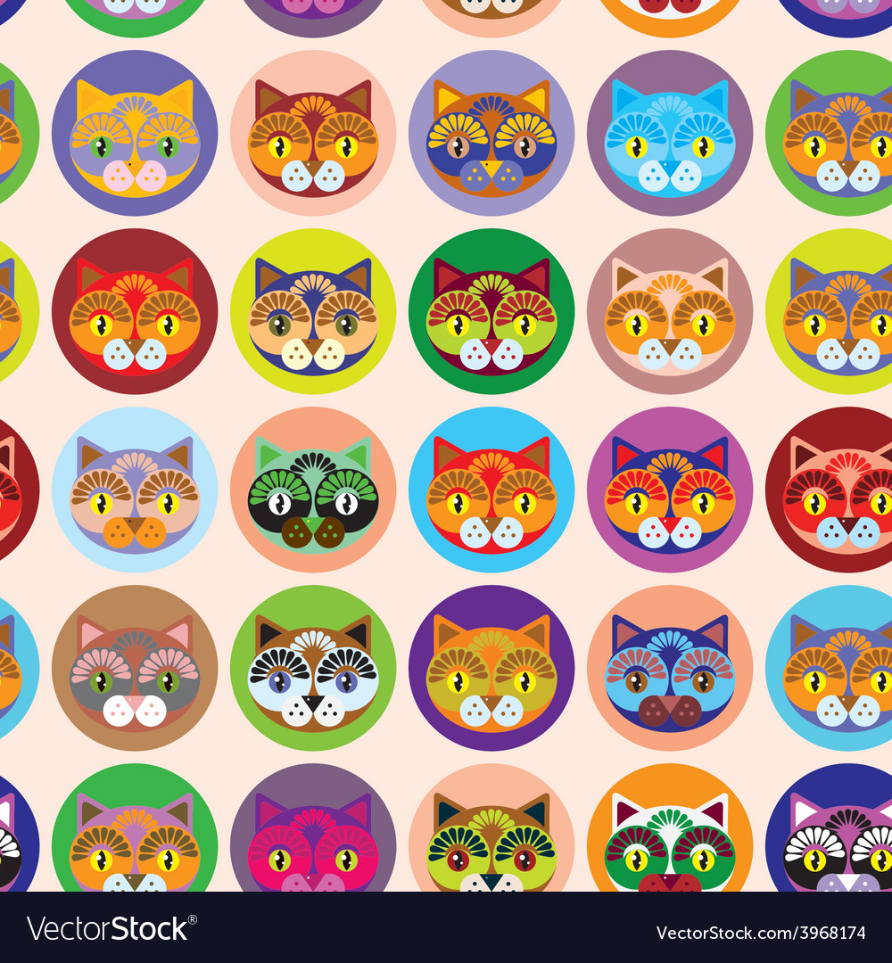 Seamless background with muzzle of cats