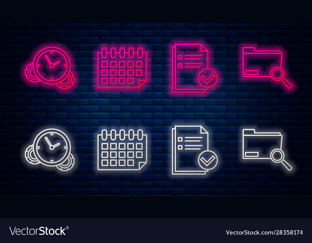 Set line calendar document and check mark time Vector Image Set line calendar document and check mark time