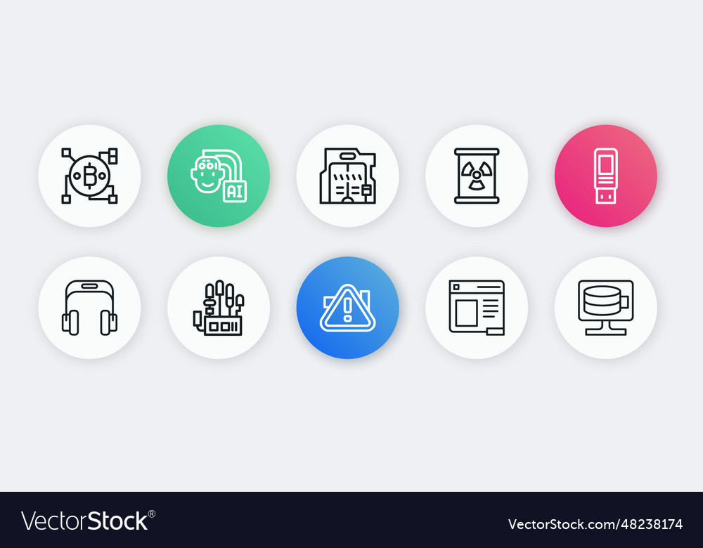 Set line exclamation mark in triangle usb flash vector image Set line exclamation mark in triangle usb flash