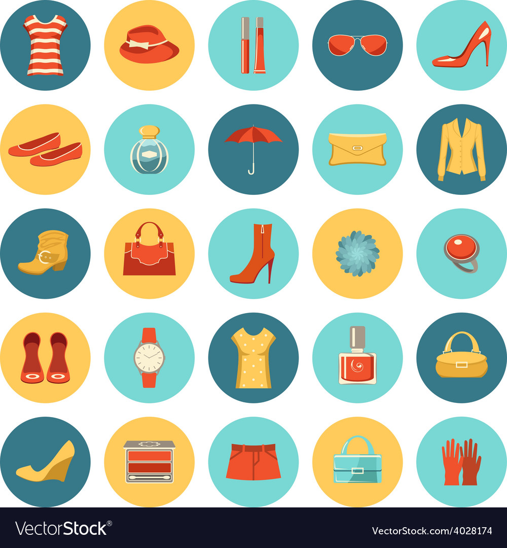 Set Of Flat Design Fashion Icons Royalty Free Vector Image