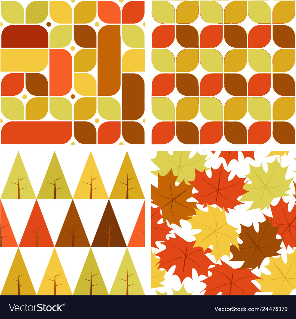 Autumn pattern set symbol background vector image Autumn pattern set symbol background