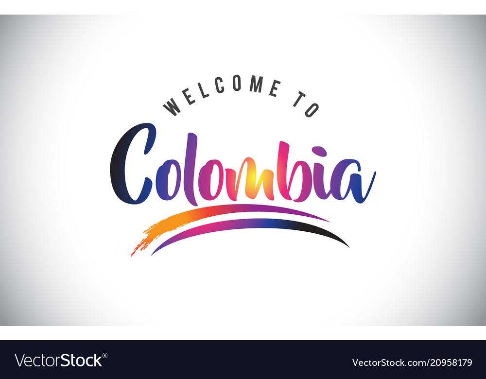 Colombia welcome to message in purple vibrant