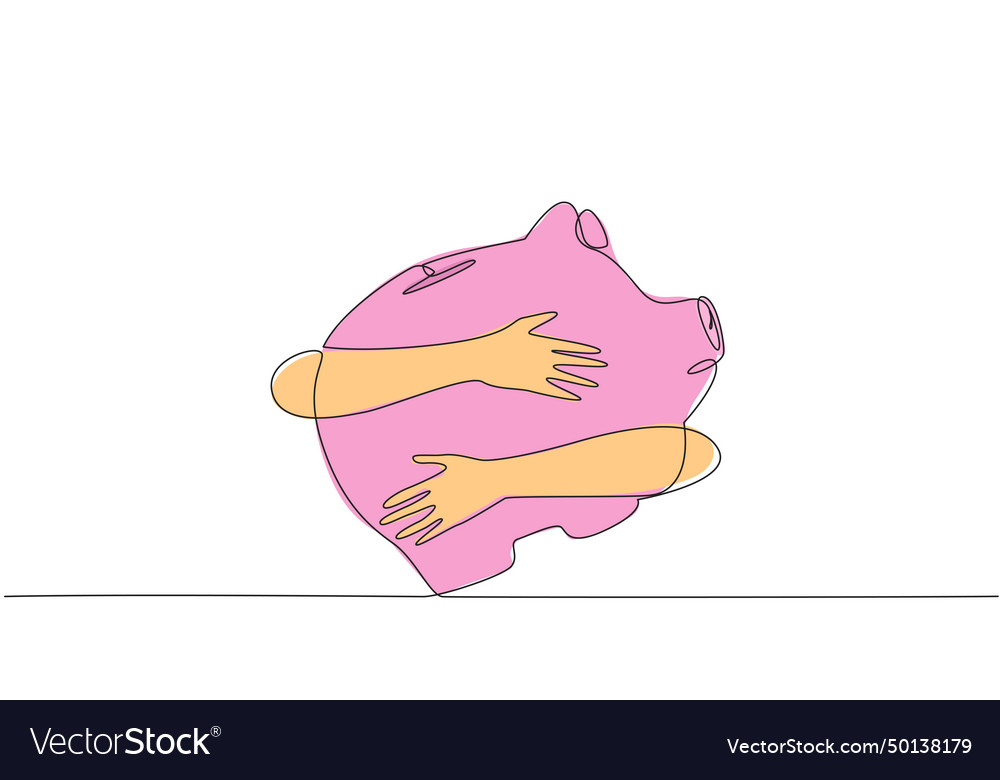 Continuous one line drawing of hands hugging vector image Continuous one line drawing of hands hugging