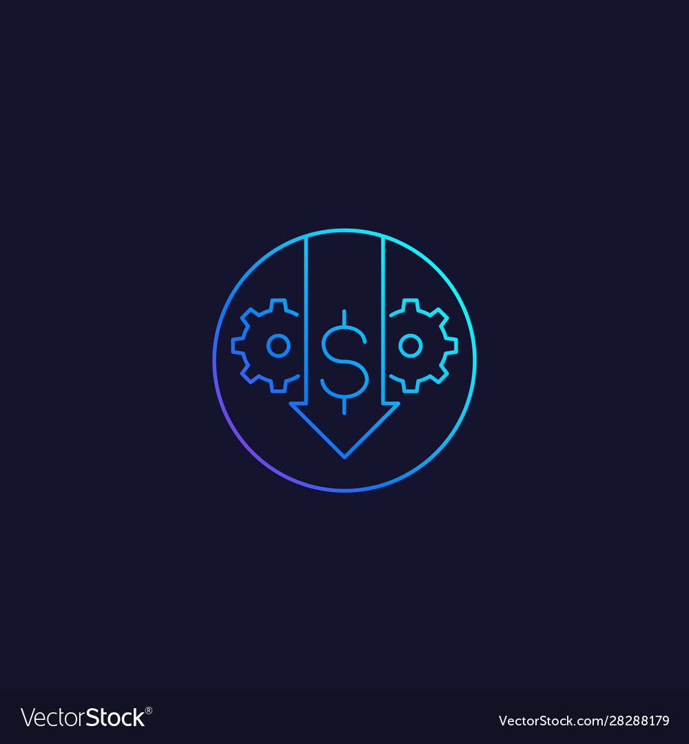 Cost reduction or reduce icon line