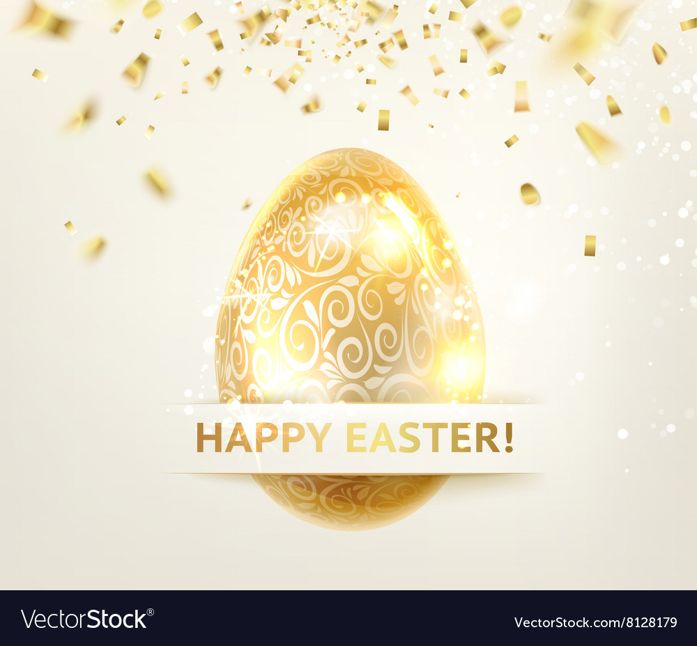 Easter egg with curves of ribbon confetti Vector Image