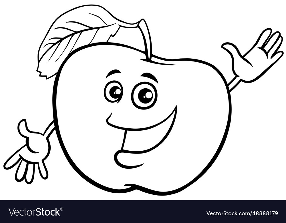 Happy cartoon apple fruit comic character Vector Image