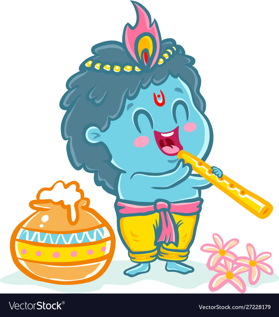 Little krishna in kawaii style Royalty Free Vector Image Little krishna in kawaii style Royalty Free Vector Image