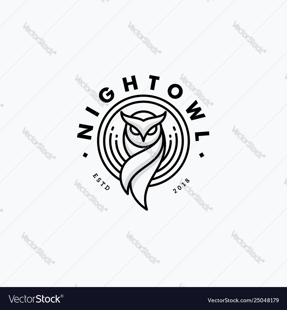Nigh owl line art design concept template vector image Nigh owl line art design concept template