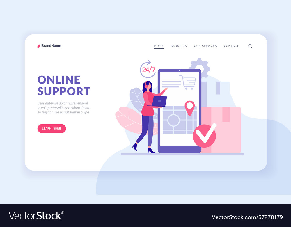 Noctidial customer support concept landing page vector image Noctidial customer support concept landing page