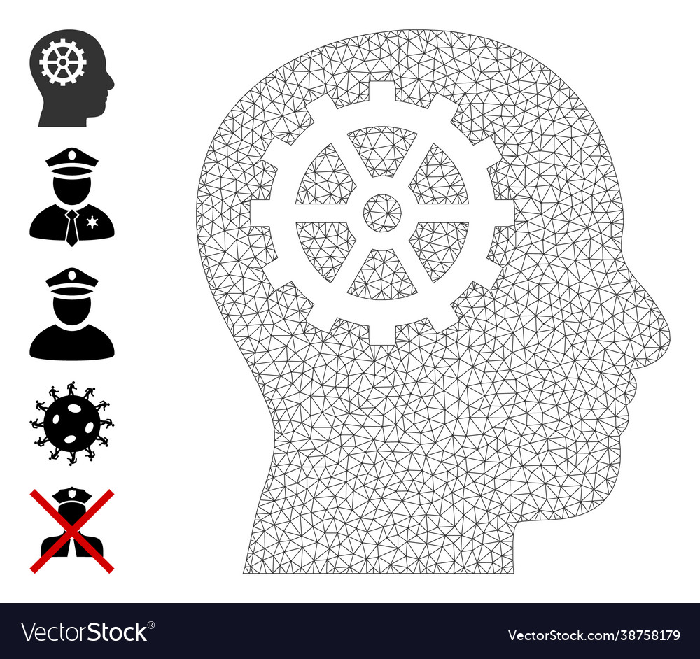 Polygonal network intellect icon with simple Vector Image Polygonal network intellect icon with simple