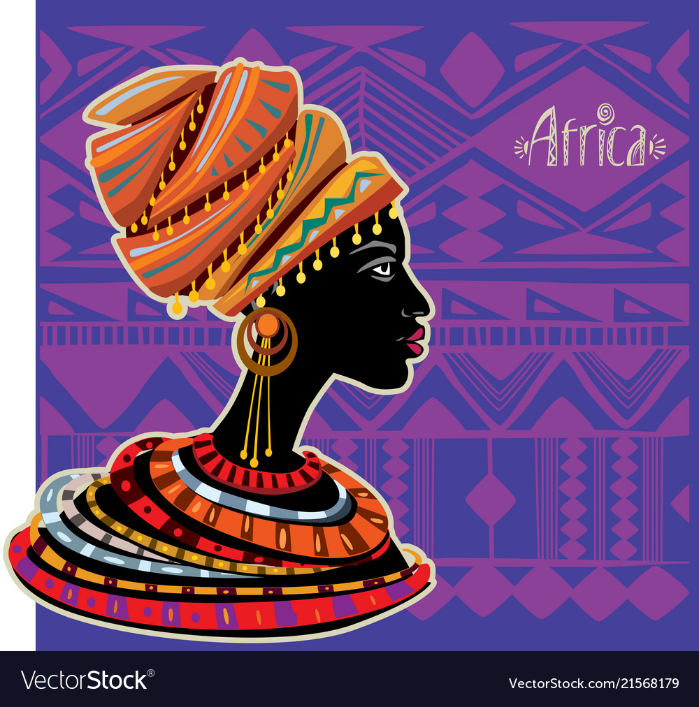 Portrait of african woman in ethnic turban Vector Image