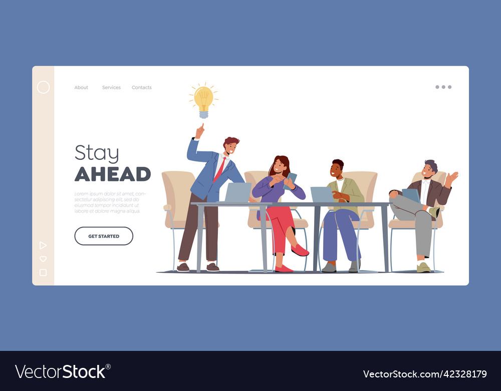 Project development teamwork landing page vector image Project development teamwork landing page