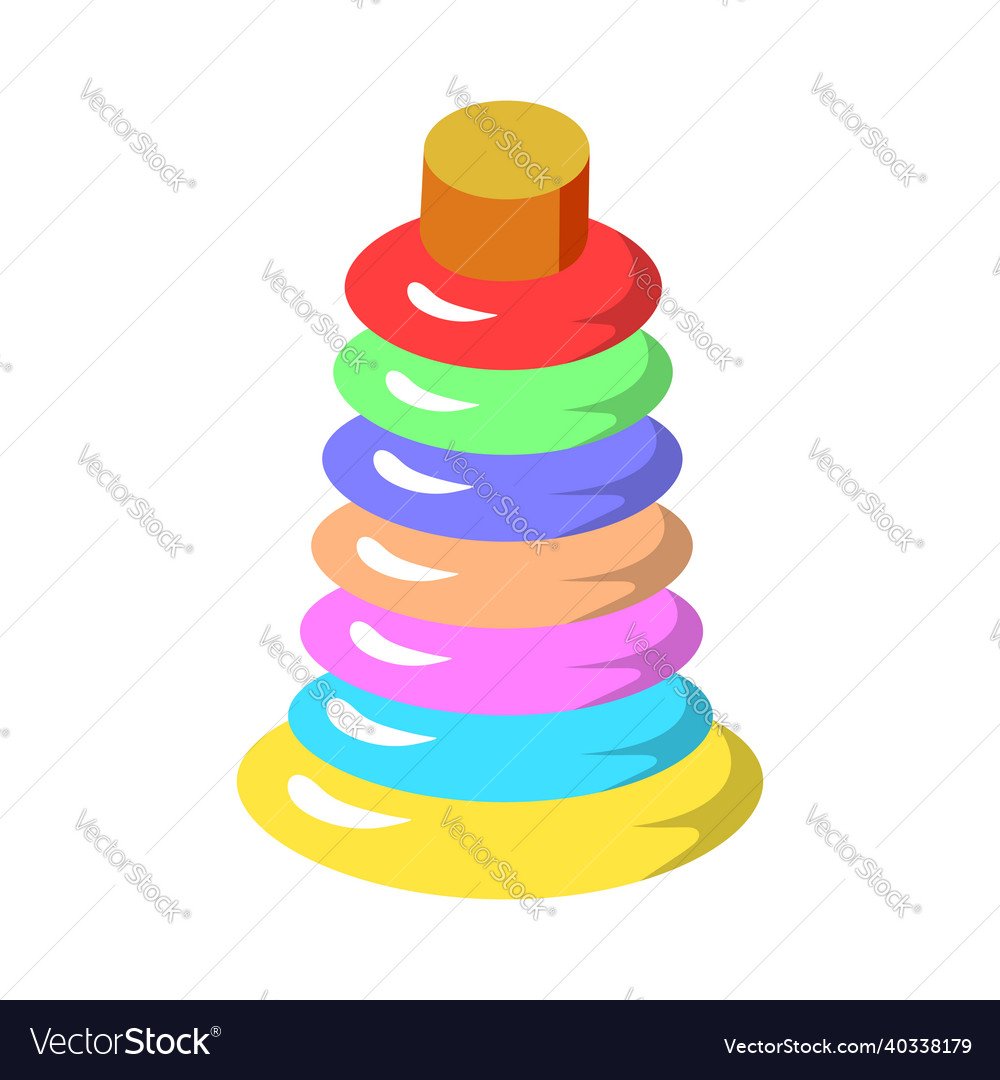 Pyramid toy flat icon baby color element isolated