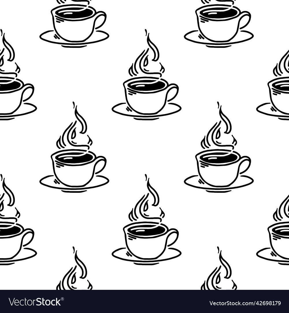 Seamless pattern with linear hand drawn vector image Seamless pattern with linear hand drawn