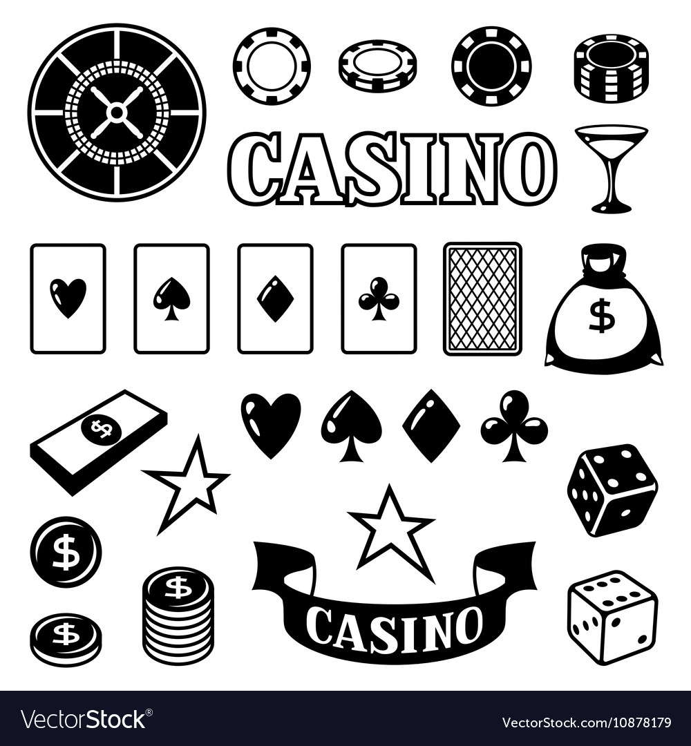 Set of casino gambling game objects and icons