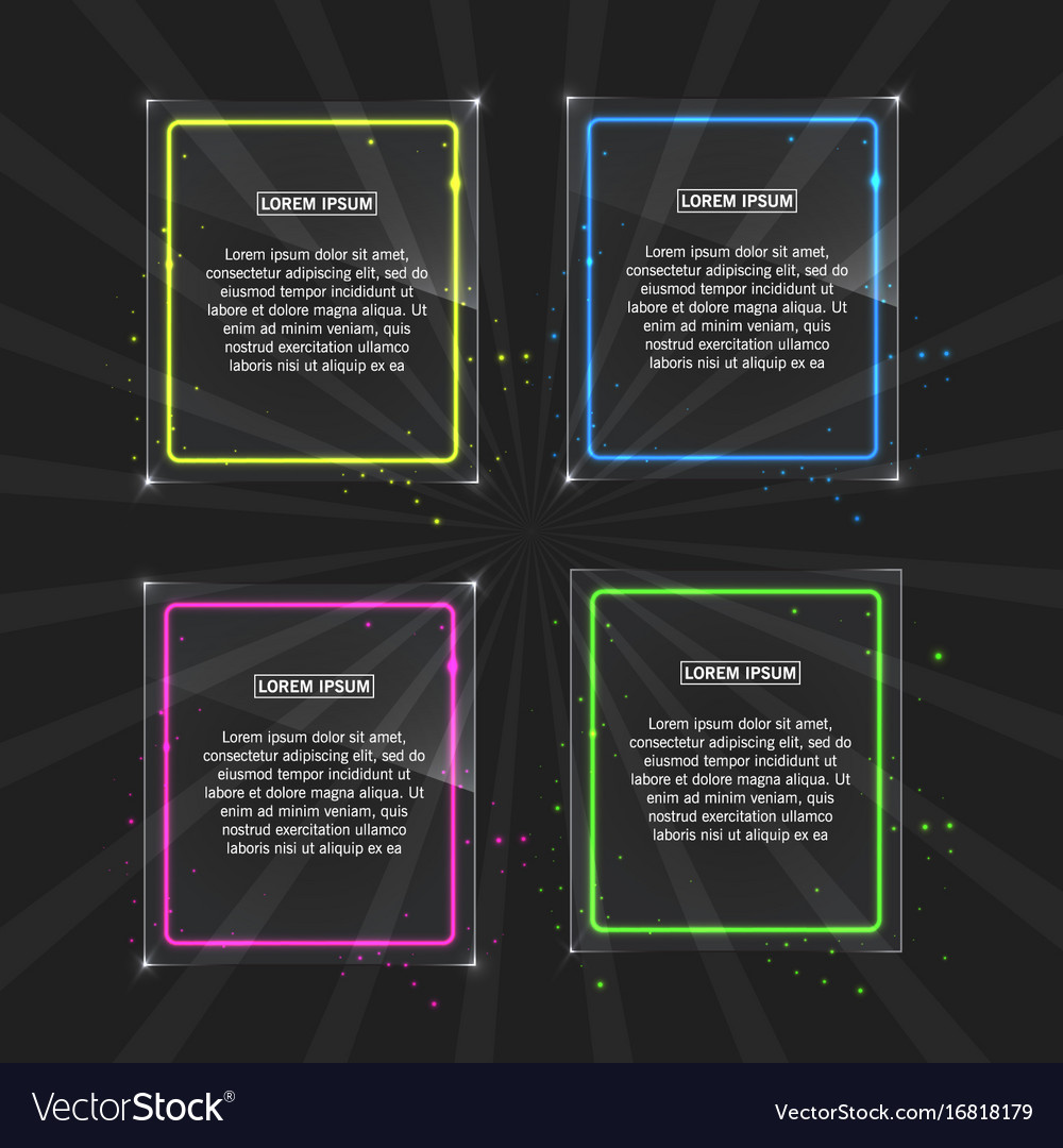 Set of neon frames with different color