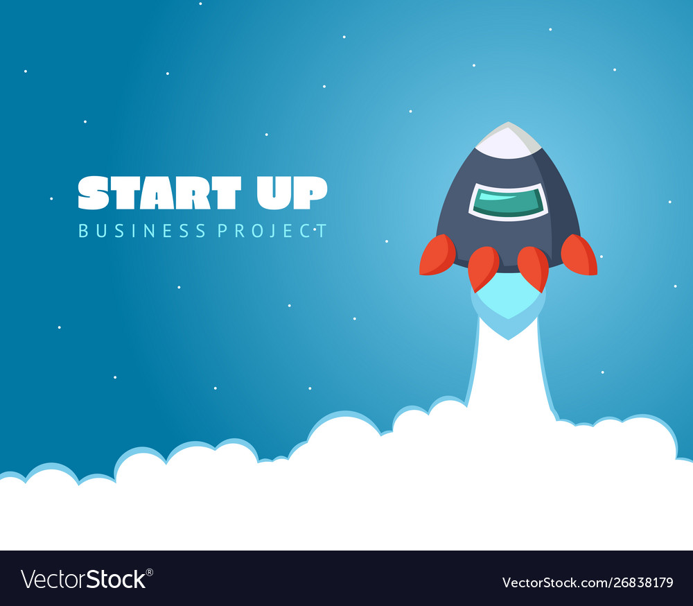 Start up concept space background with rocket vector image Start up concept space background with rocket