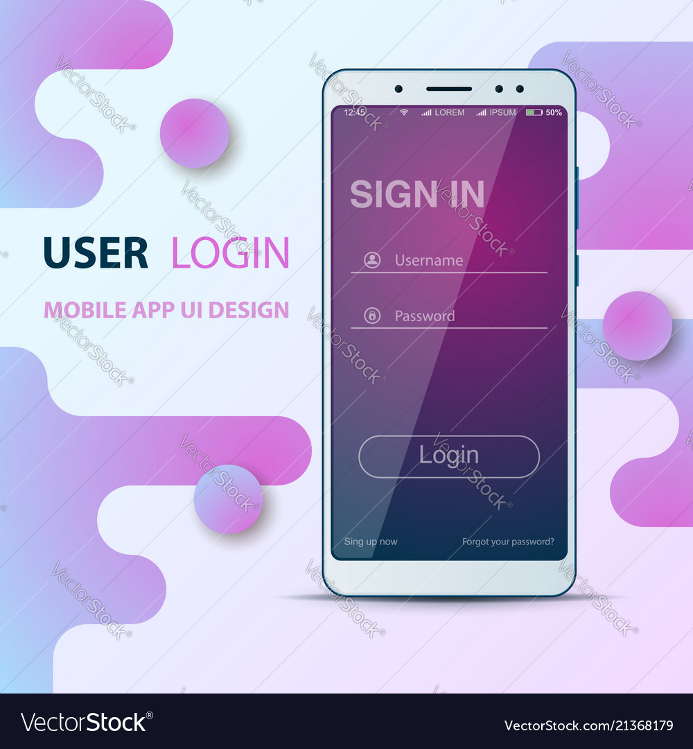 User interface design smartphone icon login vector image User interface design smartphone icon login