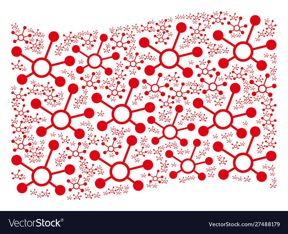 Waving red flag mosaic connection links items vector image Waving red flag mosaic connection links items