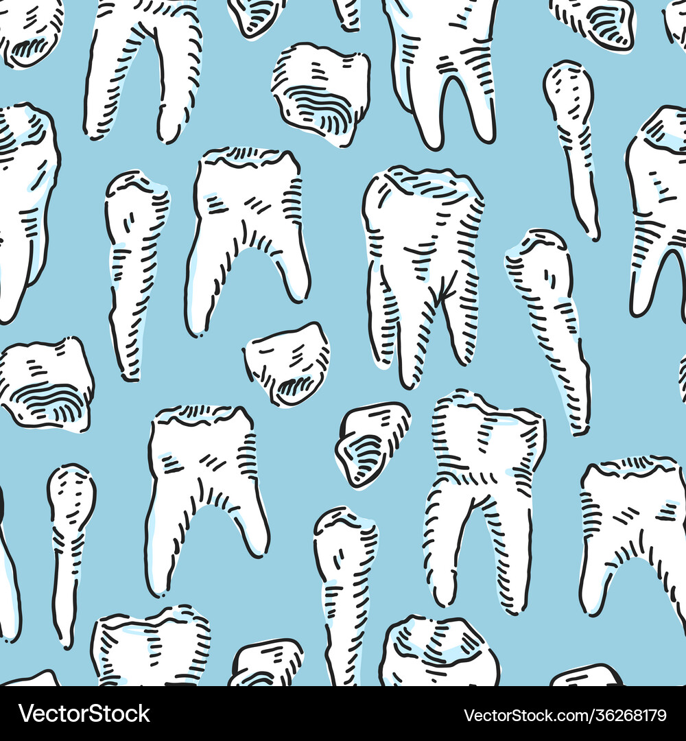 White Dental Seamless Pattern Royalty Free Vector Image