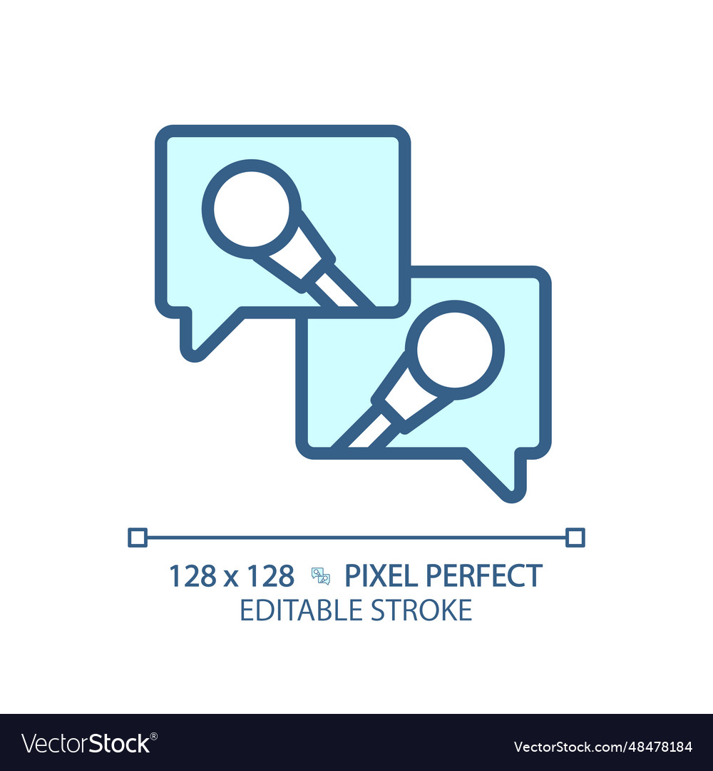 2d customizable thin linear blue media interview