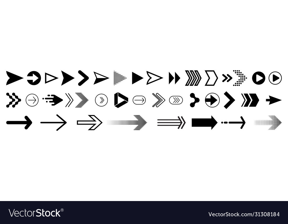 Arrows icons set modern simple flat black pointer vector image Arrows icons set modern simple flat black pointer
