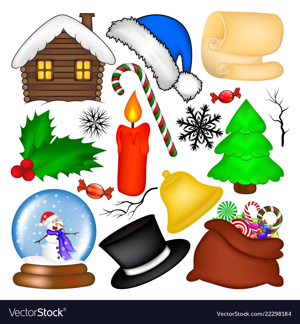 Christmas symbol set icon design winter isolated