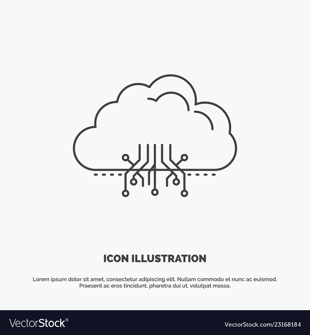 Cloud computing data hosting network icon line vector image Cloud computing data hosting network icon line