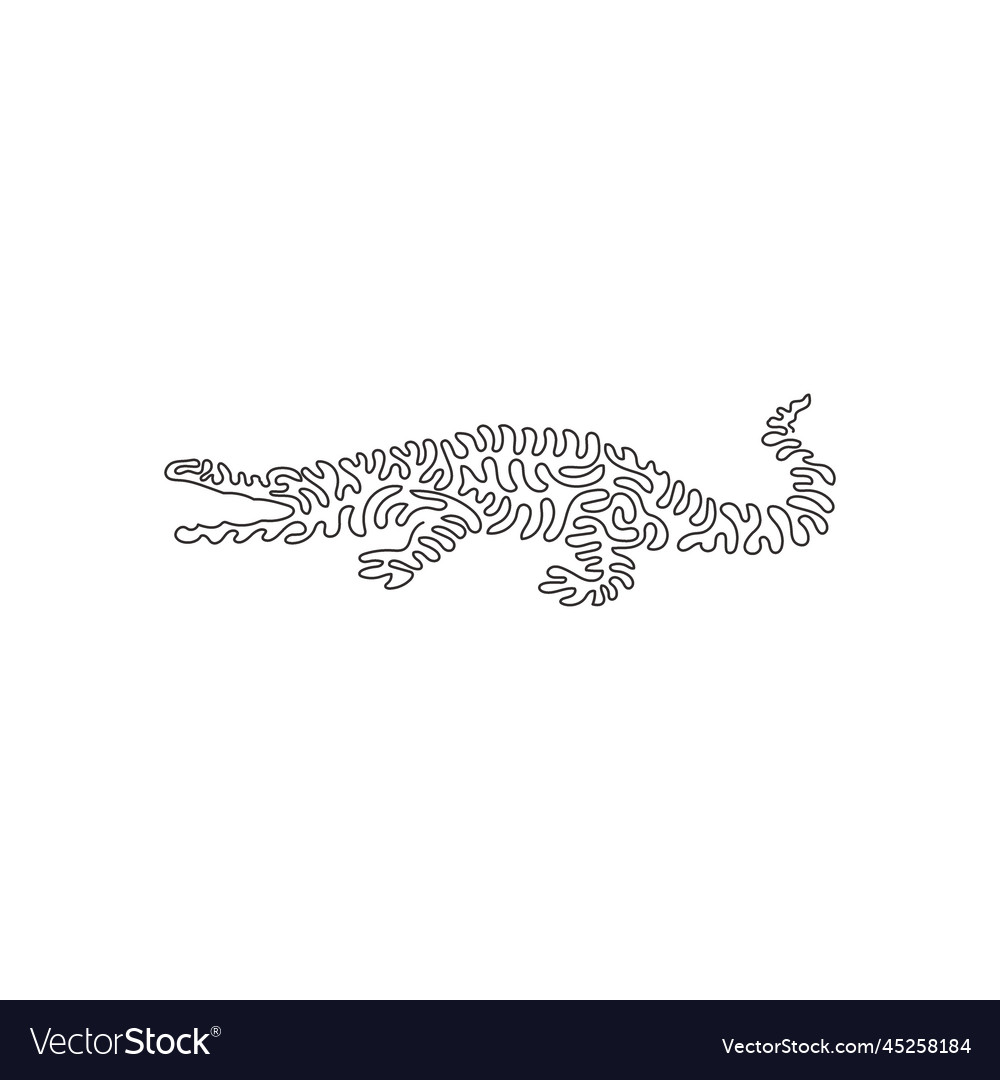 Continuous curve one line drawing of alligator vector image Continuous curve one line drawing of alligator