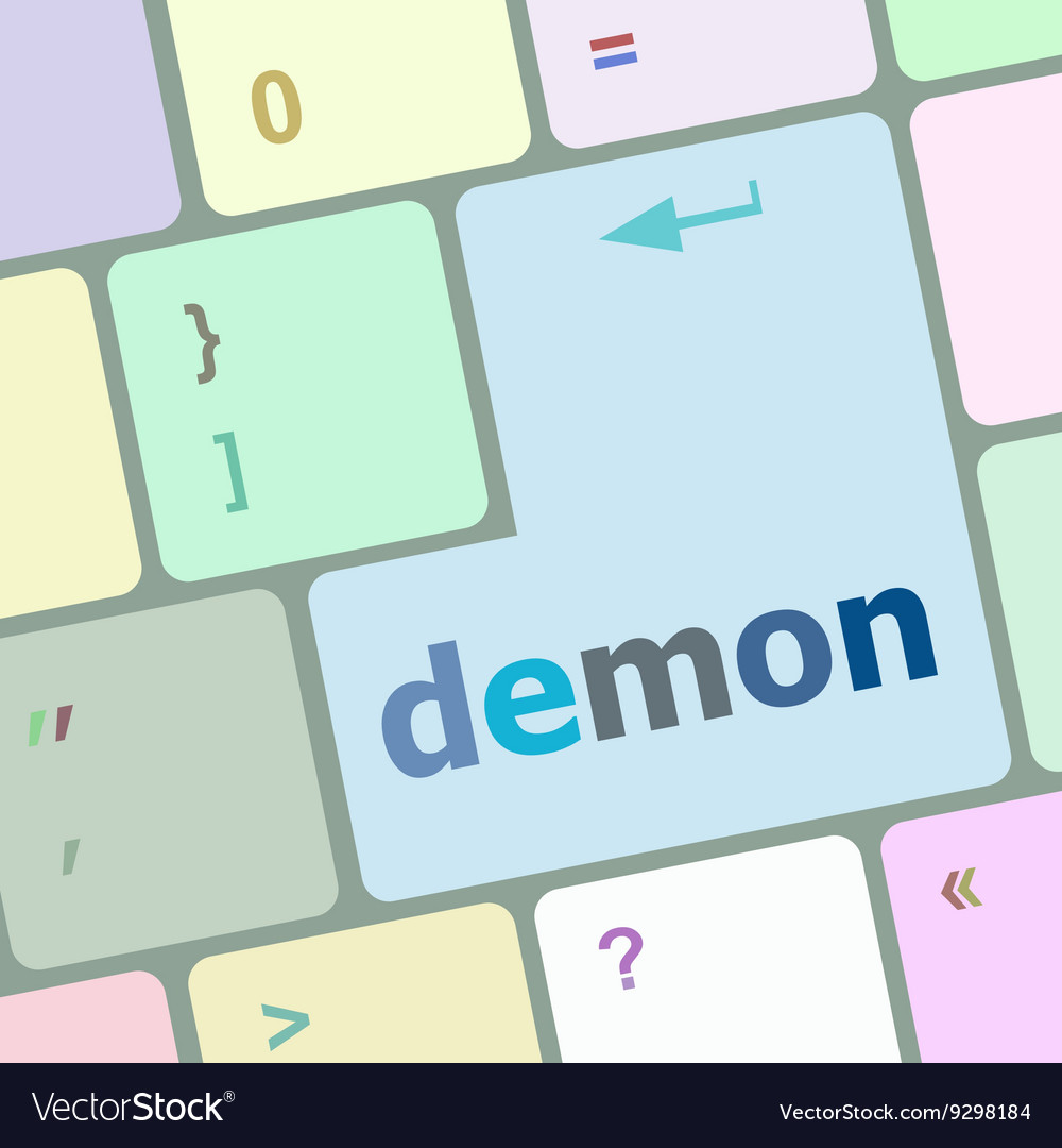 Demon word on keyboard key notebook computer