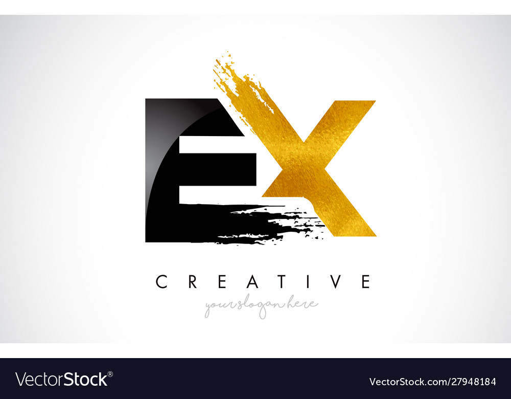 Ex letter design with brush stroke and modern 3d