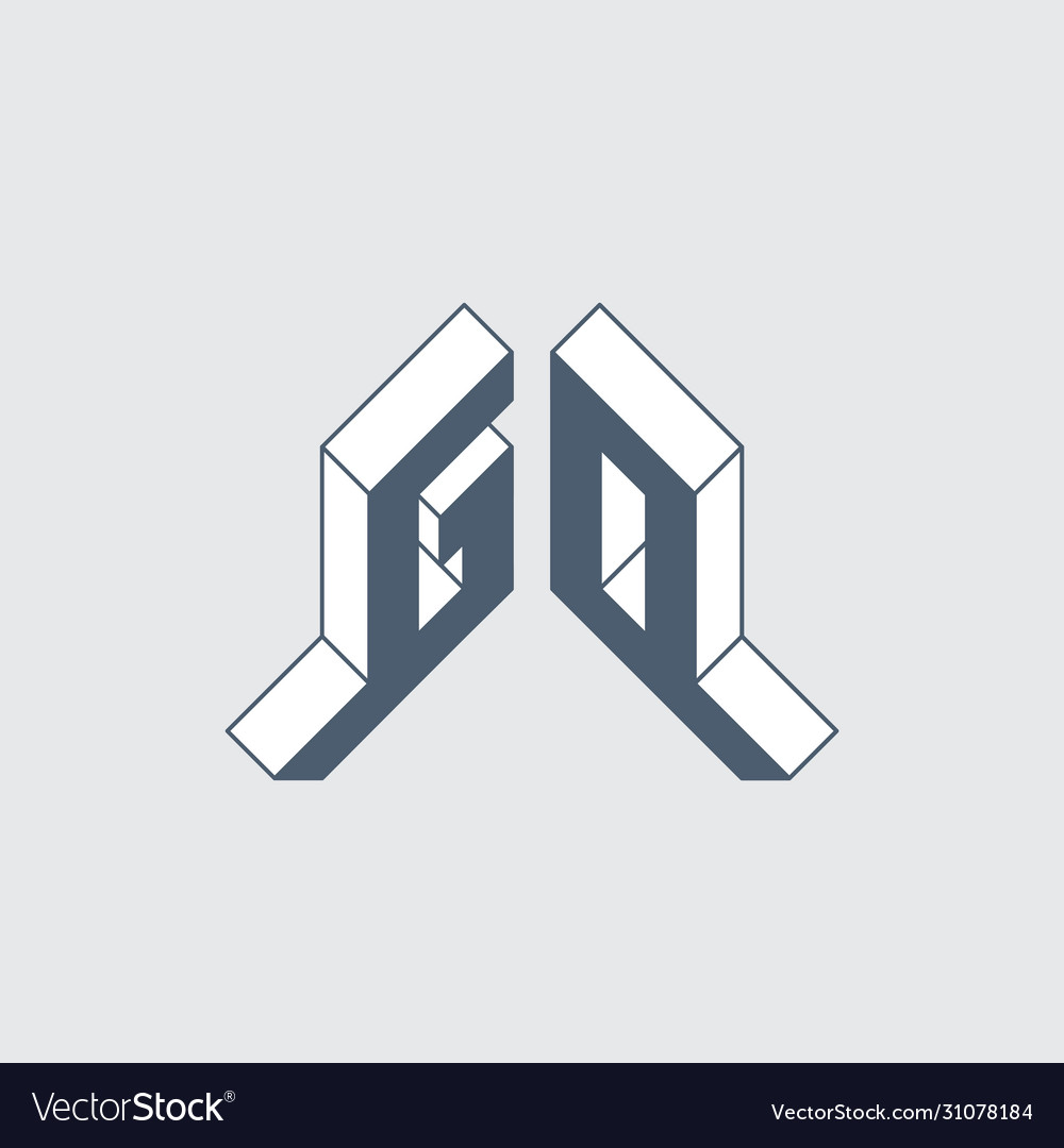 Go - isometric 3d font for design three-dimension vector image Go - isometric 3d font for design three-dimension