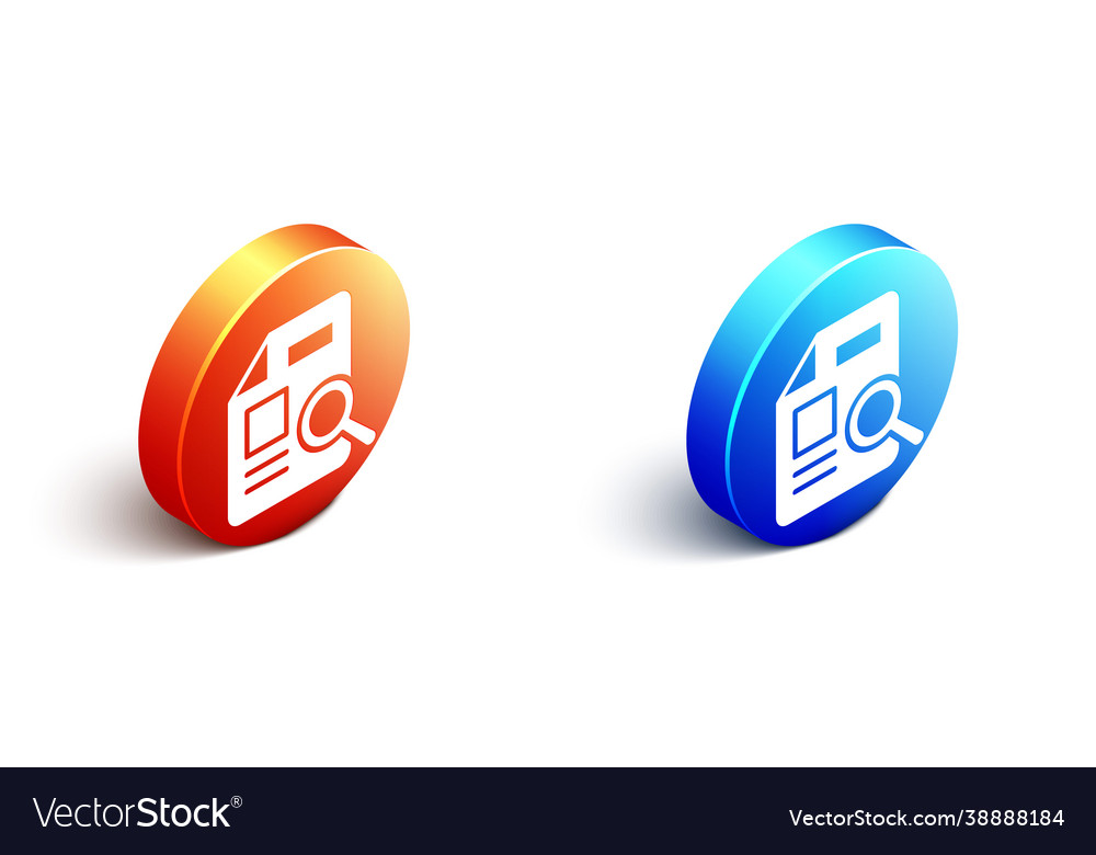 Isometric document with graph chart icon isolated