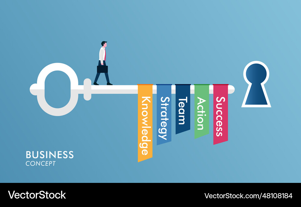 Key to success design concept step Royalty Free Vector Image