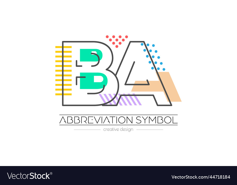 Letters b and a merging of two initials vector image Letters b and a merging of two initials