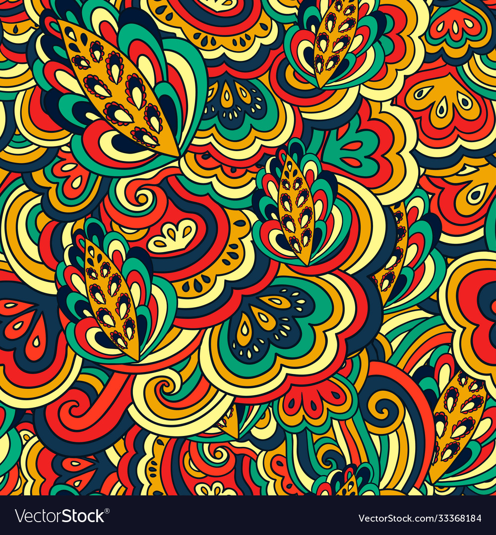 Seamless psychedelic pattern with crazy colorful vector image Seamless psychedelic pattern with crazy colorful