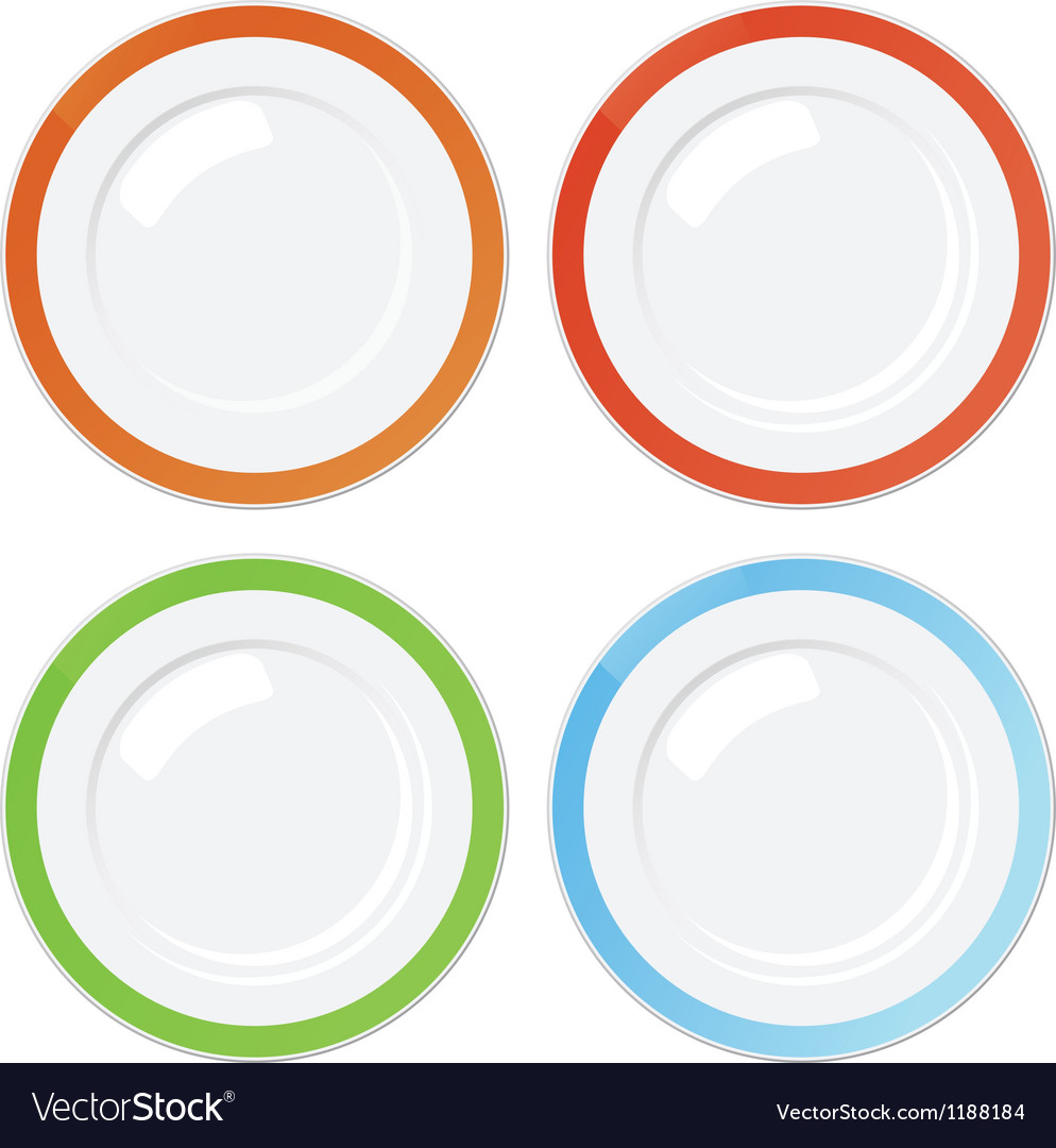 Set four clean plates with coloured borders Vector Image