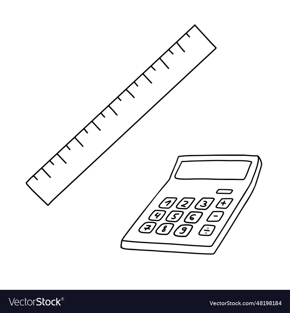 Set of rule and calculator icon isolated on white Vector Image Set of rule and calculator icon isolated on white