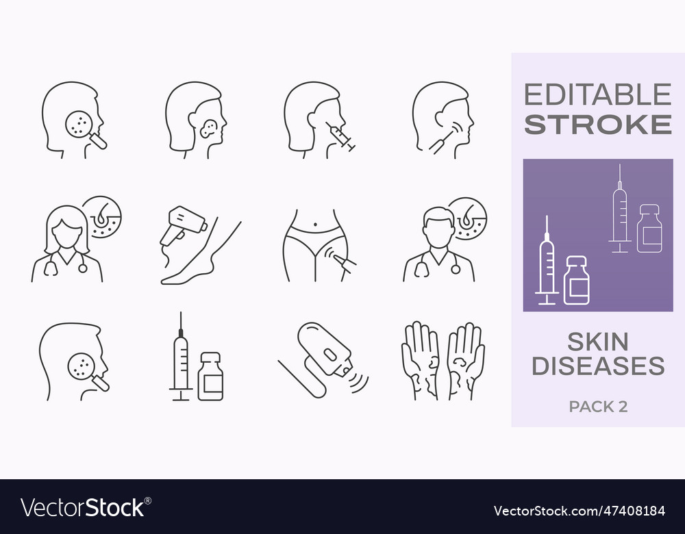 Skin diseases icons such as eczema psoriasis Vector Image