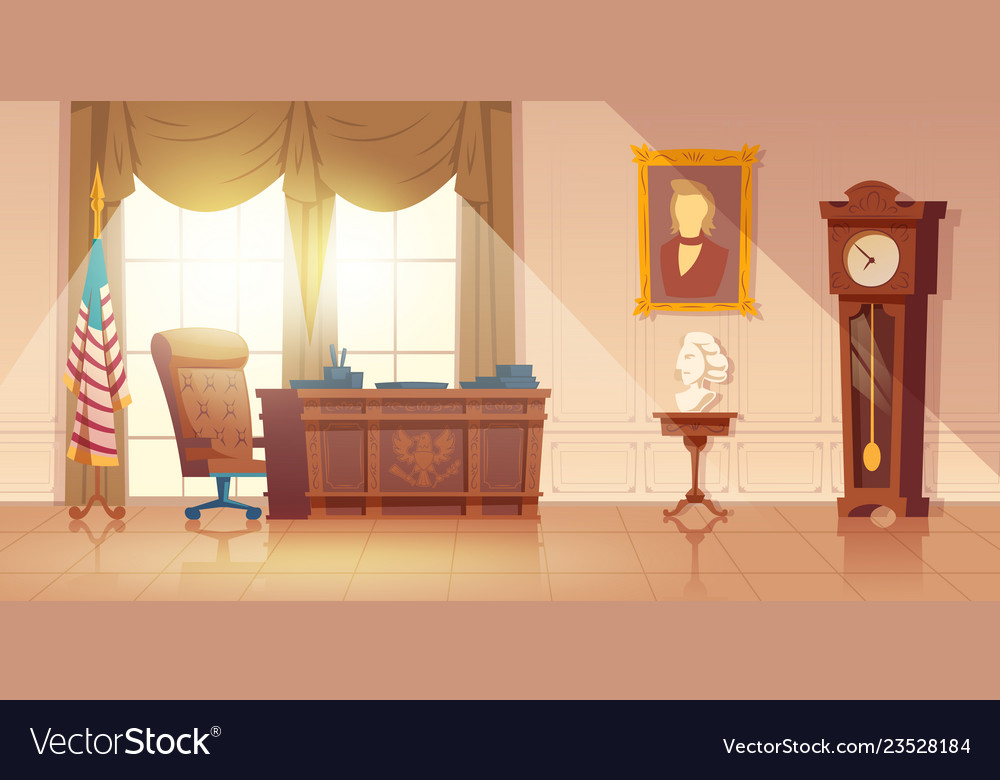 Us president office interior cartoon vector image Us president office interior cartoon