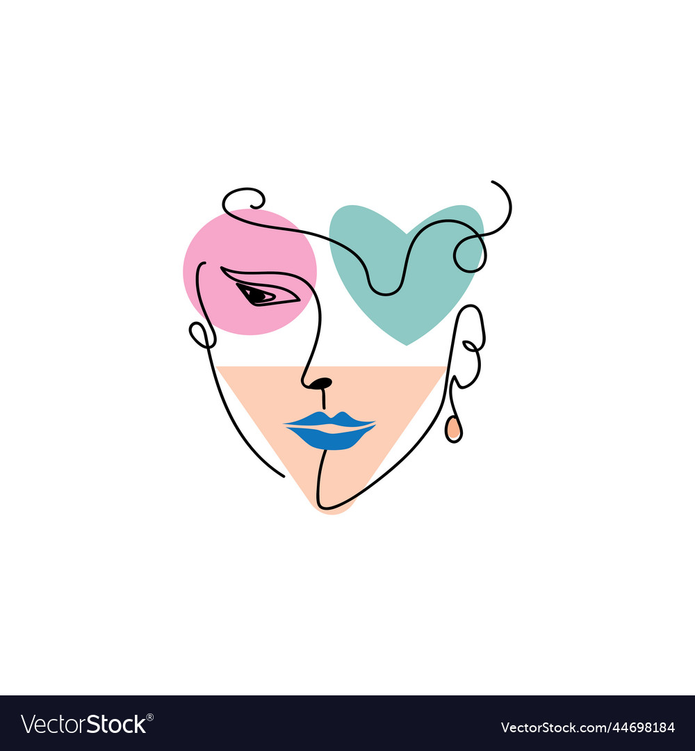 Womans face line color element design