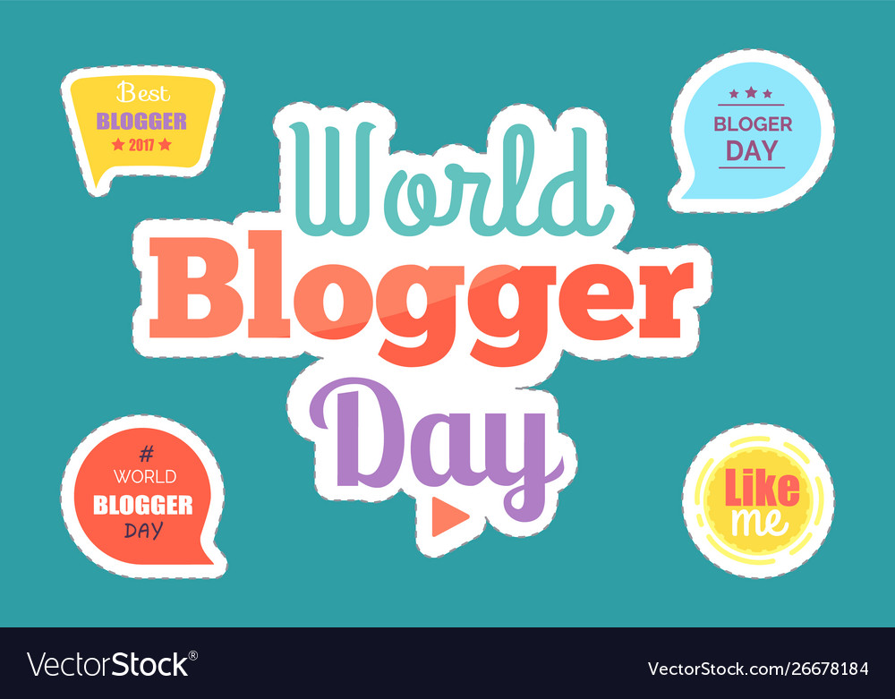 World blogger day stickers and boxes set