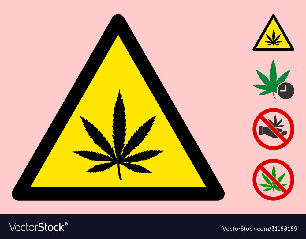 Cannabis warning triangle sign icon