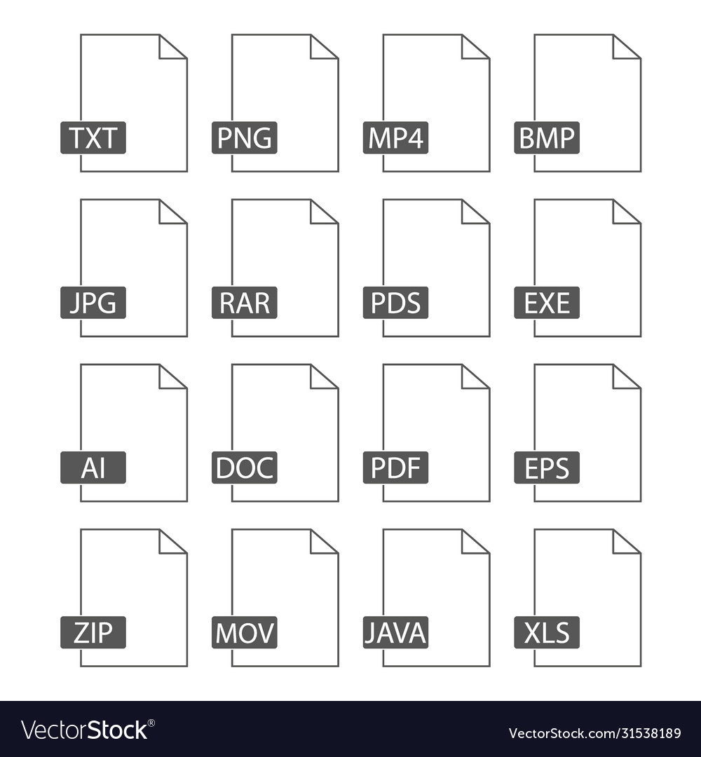 Document icons file formats flat design set