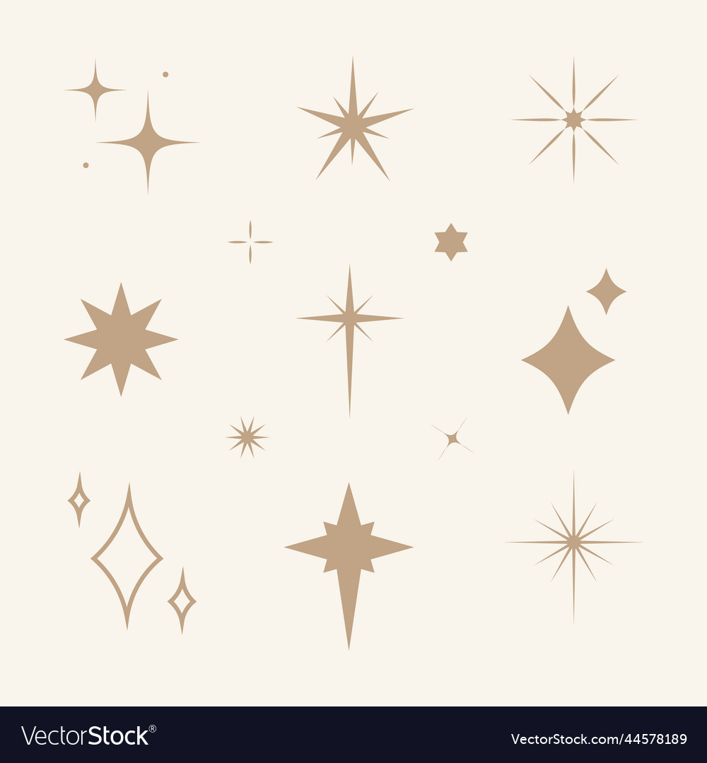 Flat sparkling stars set