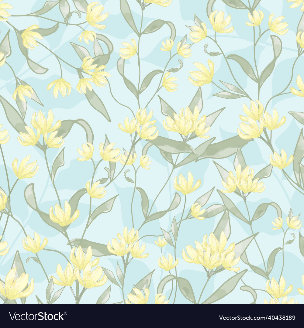 Floral Pattern - Light Blue & Yellow