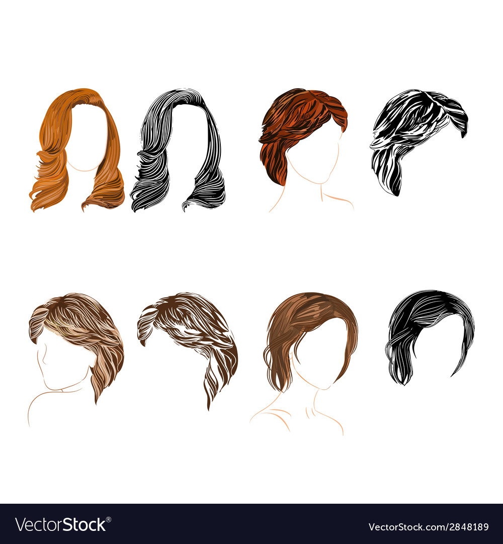 Hair natural and silhouette Royalty Free Vector Image