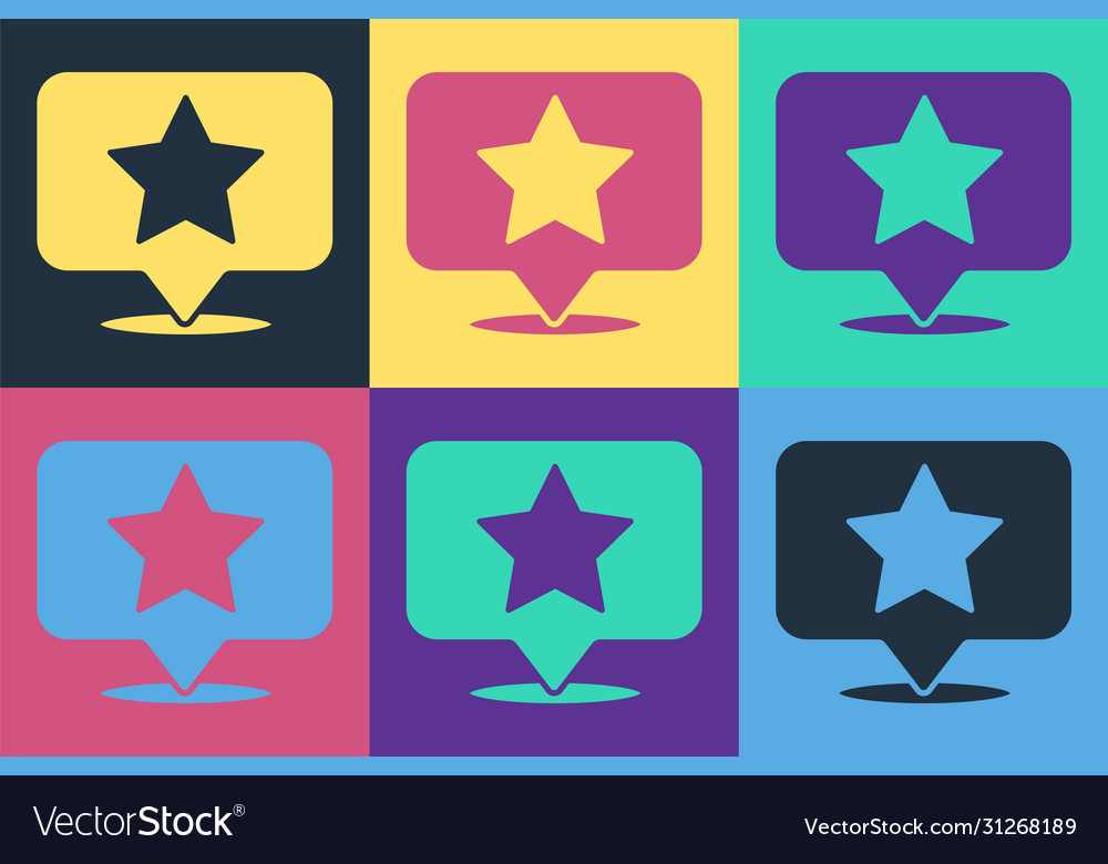 Pop art map pointer with star icon isolated vector image Pop art map pointer with star icon isolated