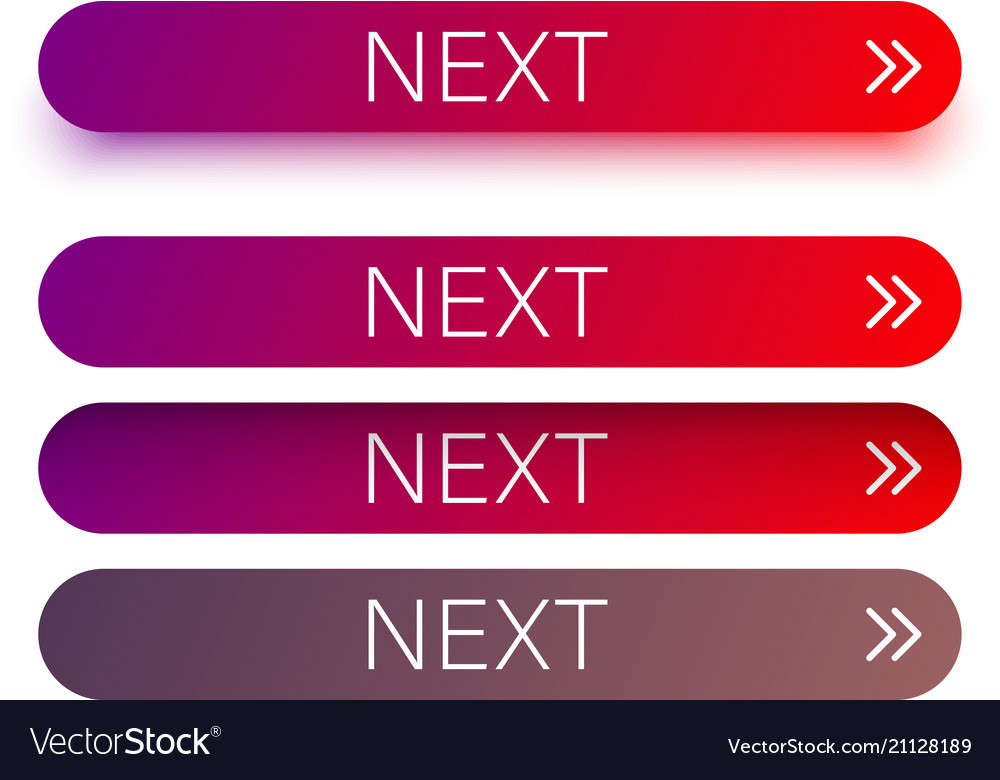Red next web buttons with arrow isolated on white vector image Red next web buttons with arrow isolated on white